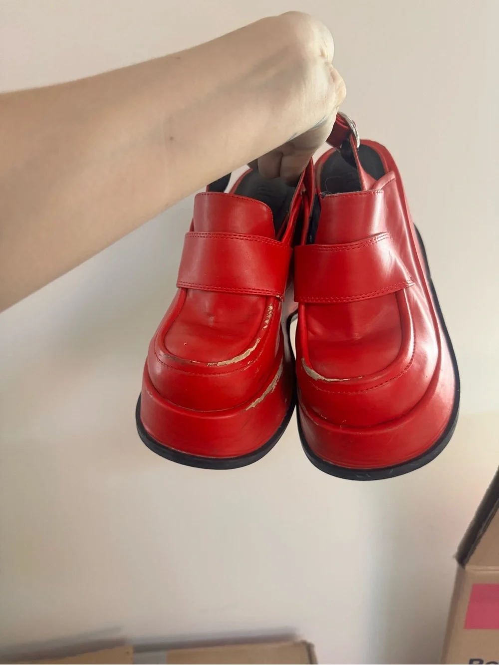 dolls kill x delia’s Red Platform Slingback Loafers - Women's Fashion Shoe
